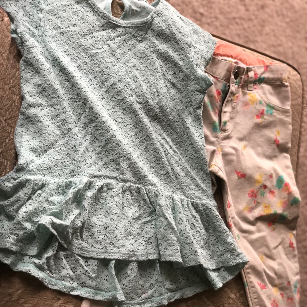 Floral jean and blouse set